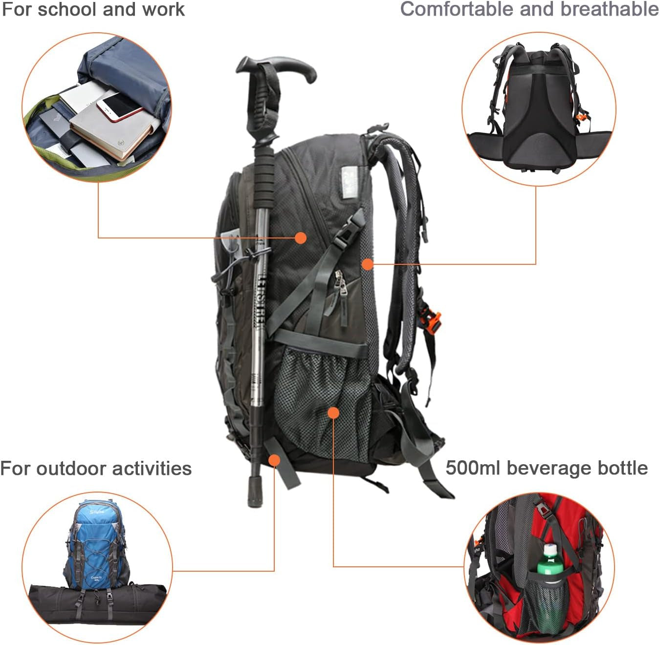 Waterproof Hiking Backpack for Men and Women