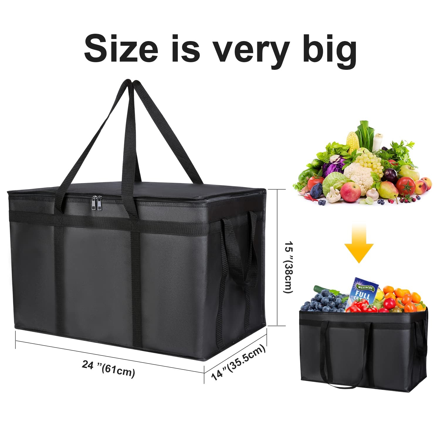 Catering Bag Doordash 22X14X13 3 Pack Insulated Food Delivery Bag 